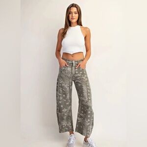 EE:SOME Gray Paisley Lightweight Denim Barrel Jeans